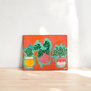 🪴 Handmade Potted Plants Acrylic Painting ~ 8x10”